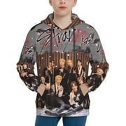 Kpop Stray Kids Kids' Hoodie 3d Print Sweatshirt Soft Pullover Hooded With Big Pockets Fans Gifts For Boys Or Girls Small