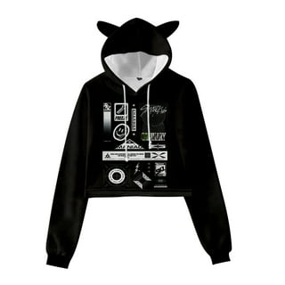 Stray Kids MANIAC CROPPED HOODIE ブラック M Stray Kids Maniac WORLD TOUR Crop Top Hoodie for Girls