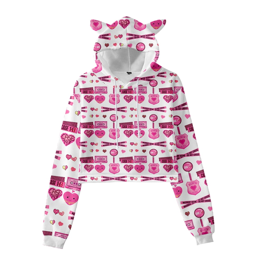 Kpop Stray Kids MANIAC Logo Printed 3D Cat Ears Hoodie for Women Long Sleeve Pullover Hooded Sweatshirt