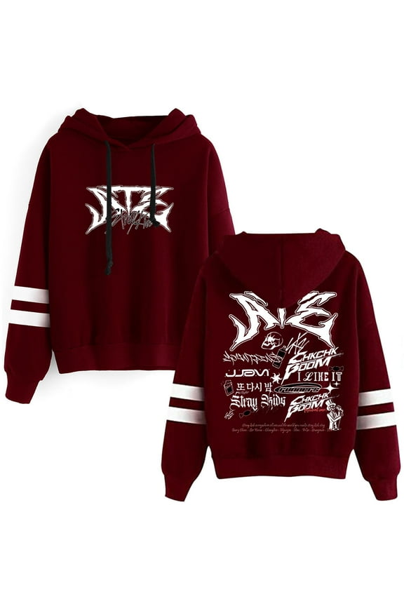 Kpop Stray Kids SKZ Ate Tracklist Merch Pullover Hoodies Pocketless Parallel Bars Sleeve Streetwear