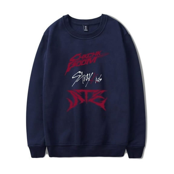 Kpop Stray Kids SKZ Chk Chk Boom Merch Crewneck Sweatshirts Women Men Fashion Long Sleeve T-Shirts