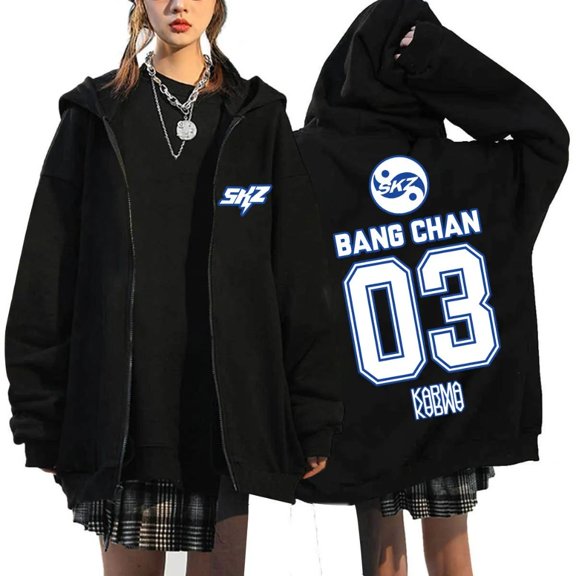 Kpop Stray Kids SKZ Karma Merch Graphic Print Zipper Hoodie – Unisex Fashion Casual STAY Fan Support Long Sleeve Sweatshirts