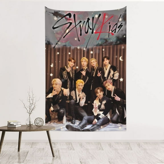 Kpop Stray Kids Tapestry Wall Hanging Home Decoration Wall Blanket Dormitory Living Room Bedroom Backdrop Poster( 60x40inch)