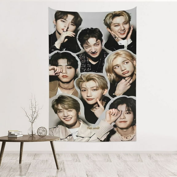 Kpop Stray Kids Tapestry Wall Hanging Home Decoration Wall Blanket Dormitory Living Room Bedroom Backdrop Poster( 60x40inch)