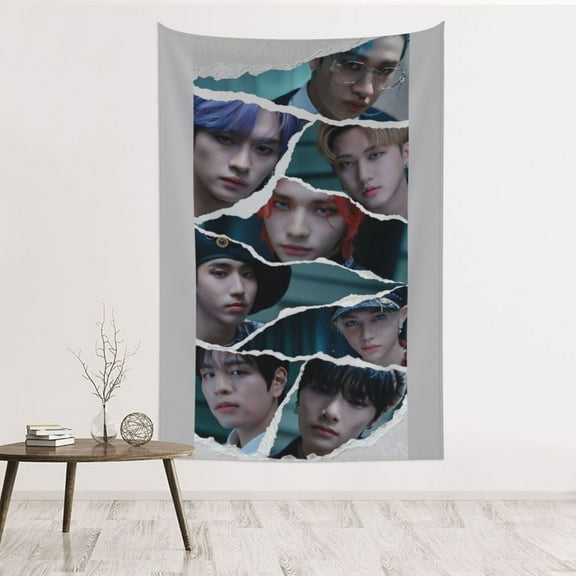 Kpop Stray Kids Tapestry Wall Hanging Home Decoration Wall Blanket Dormitory Living Room Bedroom Backdrop Poster( 60x40inch)