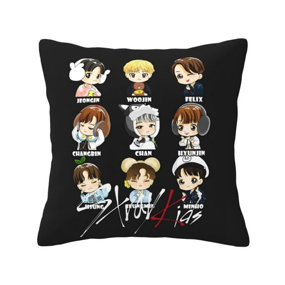 Kpop Stray Kids Throw Pillow Covers 12"X12" Decorative Soft Pillowcases Home Decor Living Room Cushion Cases For Bed Couch Car