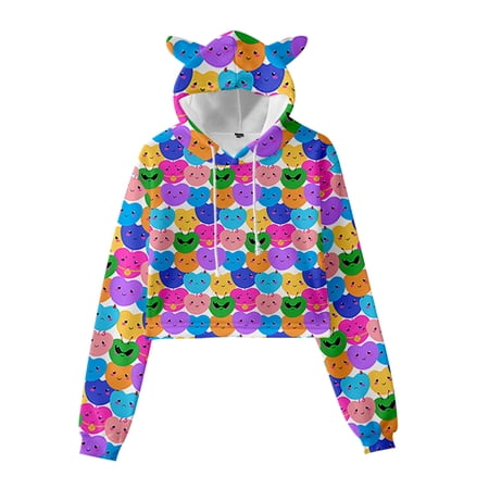 Kpop Stray MANIAC Logo Cat Ears Hoodie for Women Long Sleeve Pullover Top Kids Hooded Sweatshirt