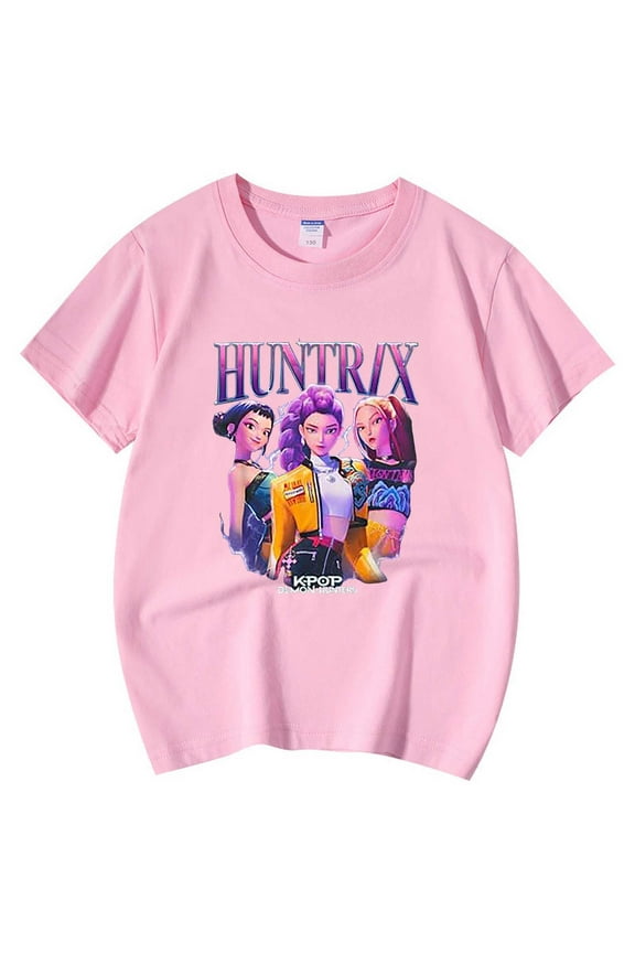 Summer Graphic T Shirt For Boys Girls Round Neck Short Sleeve Tee Comfortable Casual Daily Wear Top For Ages 1 To 13 Years Childrens Shirt Light Pink,120