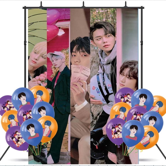 Kpop TXT Birthday Balloons Party Supplies Banner Backdrop Background Taspestry Poster Wall Decor