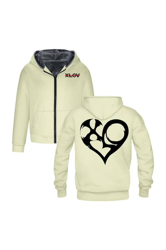Kpop XLOV Logo Outerwear Coat Long Sleeve Zip Up Hoodie Women Men Hooded Jacket Parkas