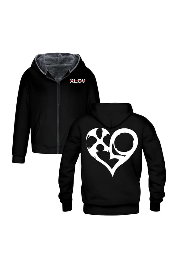 Kpop XLOV Logo Outerwear Coat Long Sleeve Zip Up Hoodie Women Men Hooded Jacket Parkas