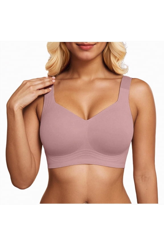 Jelly Bras for Women No Underwire Wireless Tshirt Bra Push Up Seamless Bralettes w Support Size L,Light Purple