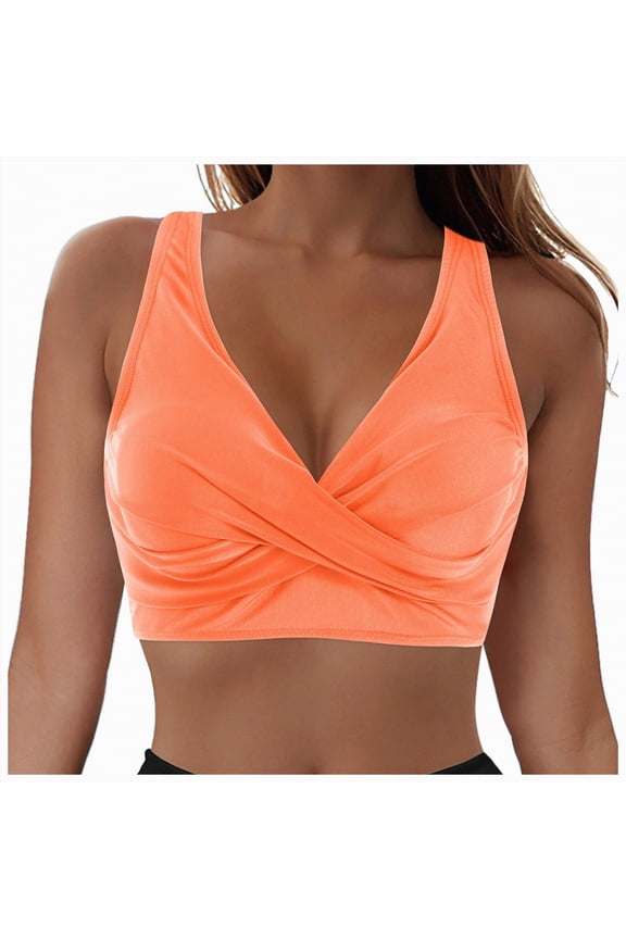 Jelly Racerback Bras for Women Wireless Push Up Bra Seamless Supportive Full Coverage Convertible T-Shirt Bralettes Size XL,Orange