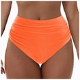 thumbnail image 1 of Kpoplk Womens High Waisted Bikini Bottoms Tummy Control Swim Bottom Ruched Full Coverage Retro Swimwear Size M,Orange, 1 of 9