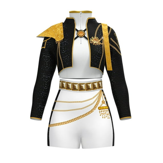 ZTACE POP Singer Stars Costumes (Printed Edition) - Black & Gold Rumi Costume, Women Cosplay Outfit Bodysuits, Halloween Fancy Dress upBlack, XS