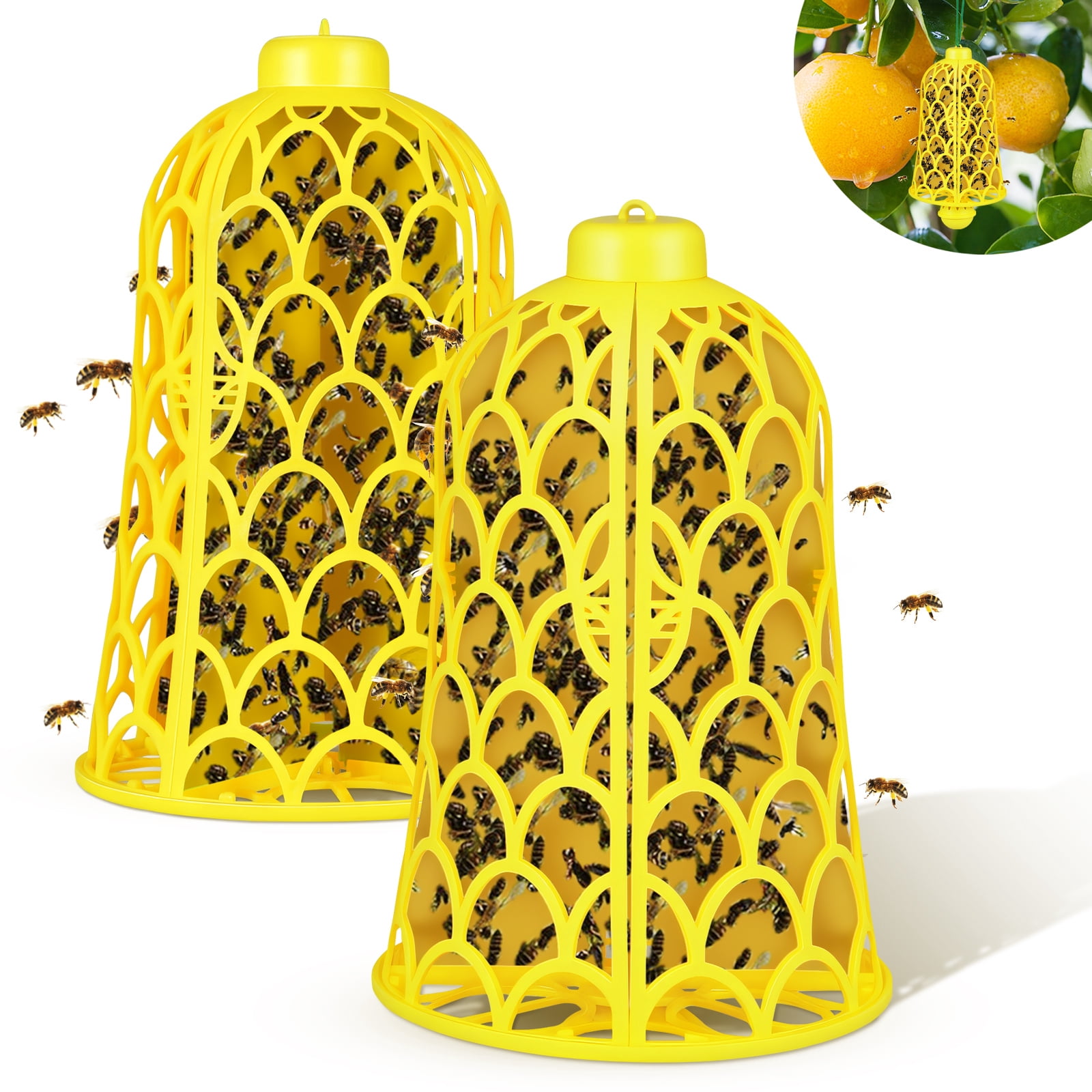 G·PEH 2-Pack Outdoor Hanging Wasp & Hornet Traps,Reusable Bee Catcher