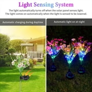 JahyShow 2-Pack Solar Flower Garden Lights, Outdoor LED Landscape Stake Decor Lamps