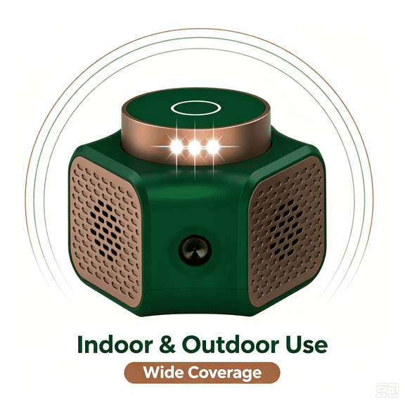 Kqiang 360 Ultrasonic Rodent Repeller, Flashing Light Modes for Mice, Rats, Squirrels & Bats