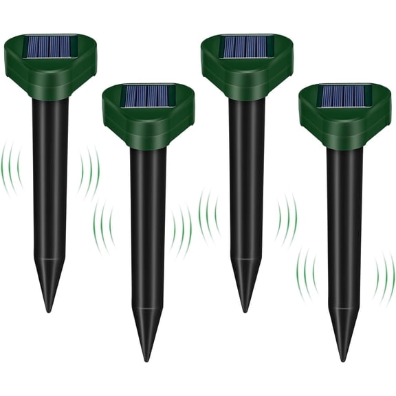KingFurt 4 Pack Solar Mole Repellent Outdoor, Ultrasonic Mole Repellent Stakes for Lawn Garden Yard