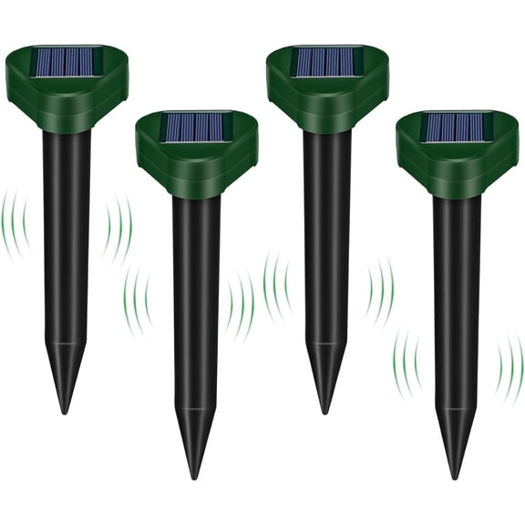 KingFurt 4 Pack Solar Mole Repellent Outdoor, Ultrasonic Mole Repellent Stakes for Lawn Garden Yard