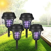 Kqiang 4 pcs Solar Powered Outdoor & Backyard 53 sq ft Mosquito & Fly Zapper Light Bulb Kit, Black, 4 Count