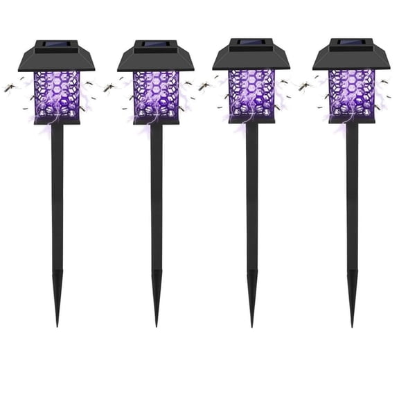 Kqiang 4Pack Solar Bug Zapper & Mosquito Killer Outdoor Waterproof LED Light Mosquito Repellent for Patio, Garden, Yard, Camping