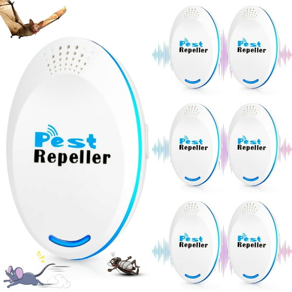 Kqiang 6 Pack Ultrasonic Pest Repeller, White Electronic Insect Rodent Repellent