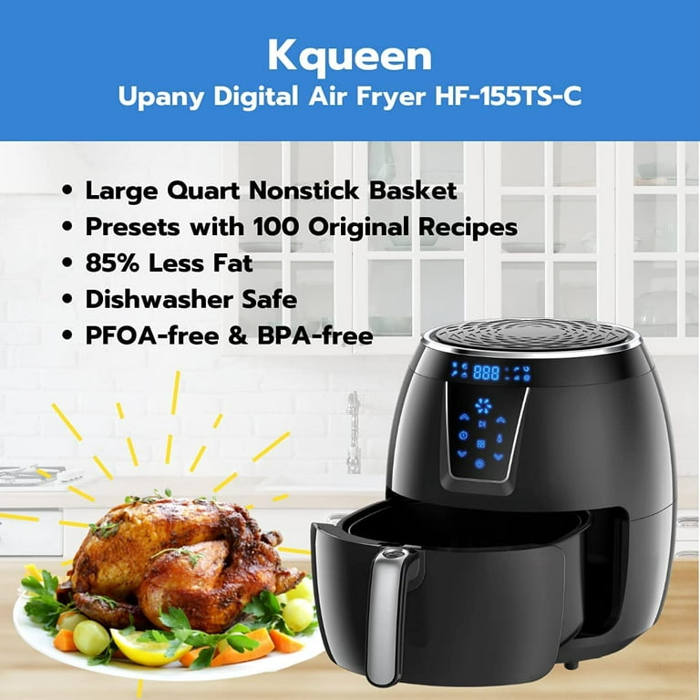 Sanptent 5.8 Quart Air Fryer, Electric Hot Oven Oilless Multifunctional Cooker with Digital LED Touchscreen, Auto Shut-Off (Green)