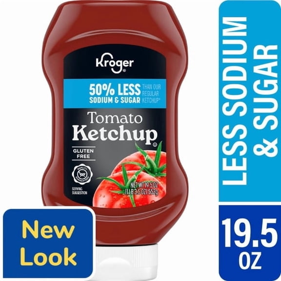 Kroger 50% Less Sodium & Sugar Tomato Ketchup 19.5 oz