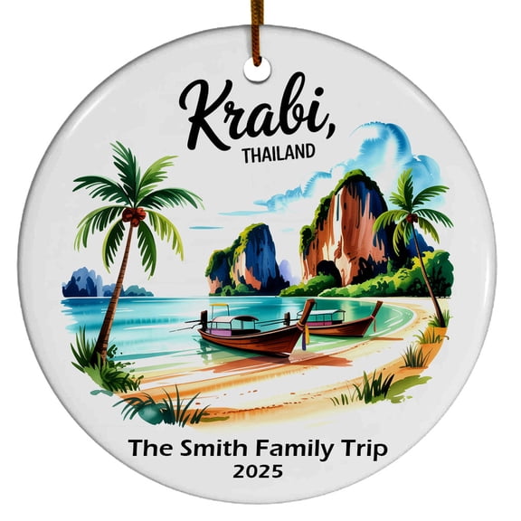 Krabi Thailand Christmas Ornament, Collection of City Travel Souvenirs for Family and Friends, Christmas Tree Ornament City Travel, Trips of The Year, Christmas Ornament 2025