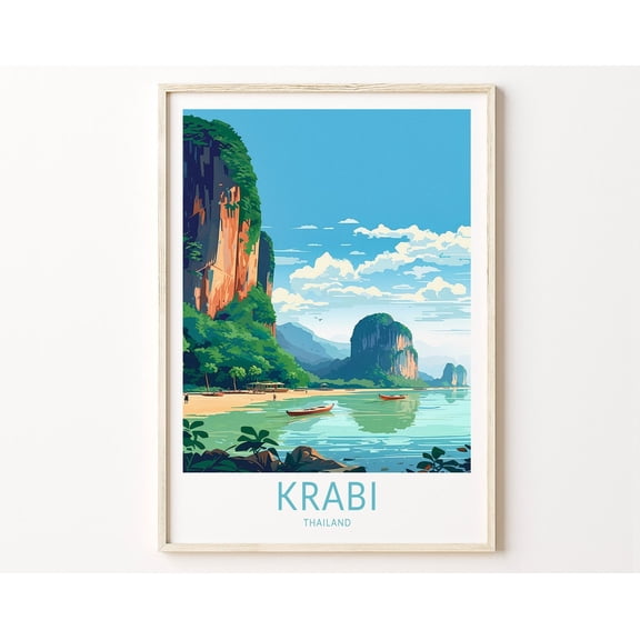 Krabi Thailand Travel Print, Krabi Thailand Island Poster Print, Krabi Wall Art, Thailand Krabi Island, Honeymoon Travel Poster Wall Art, Modern Wall Decor, 8x12 UNFRAMED