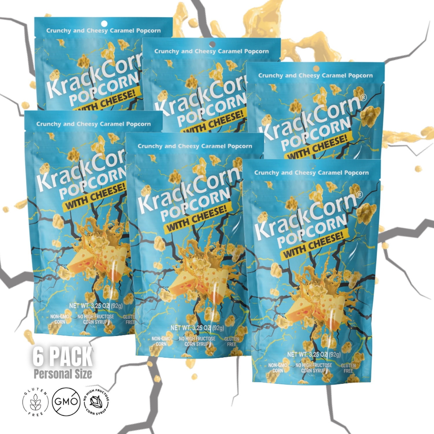 KrackCorn® Popcorn With Cheese! 3.25oz Personal Size - 6 pack