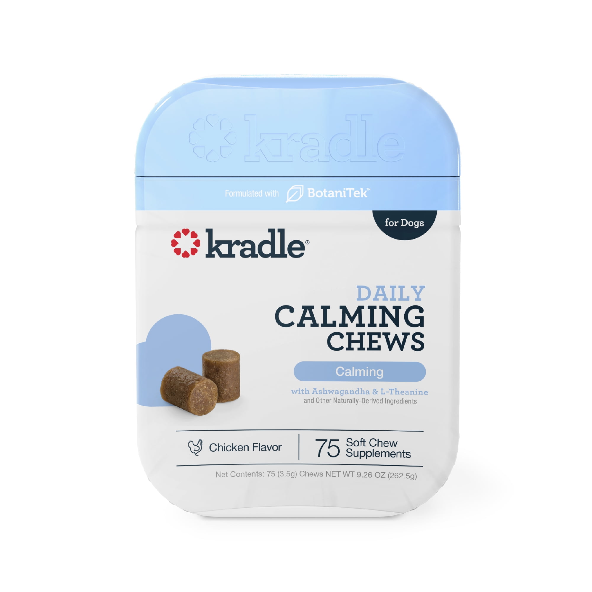 Kradle Calming Daily Soft Chews for Stress & Anxiety in Dogs, Chicken Flavor, 75 Count
