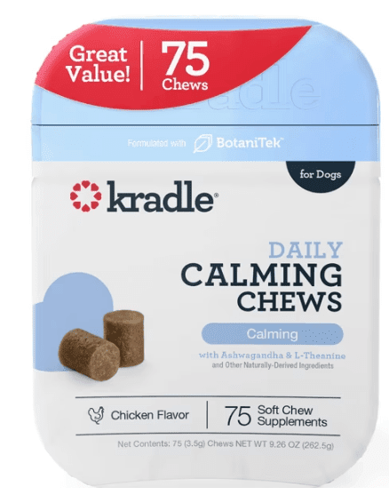 Kradle Calming Daily Soft Chews for Stress & Anxiety in Dogs, Chicken Flavor, 75 Count