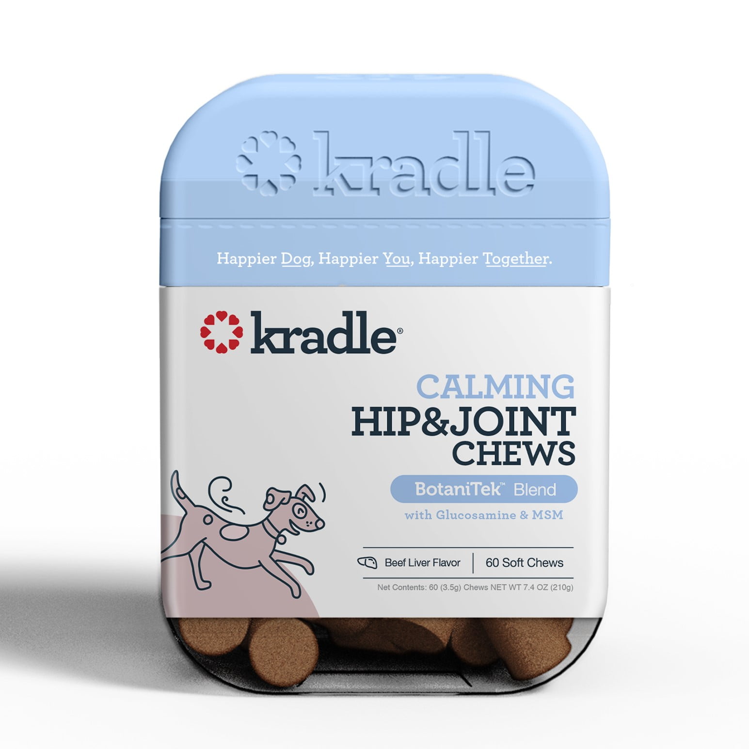 Kradle Calming Hip & Joint Soft Chews, Dog Mobility Support, Beef Liver