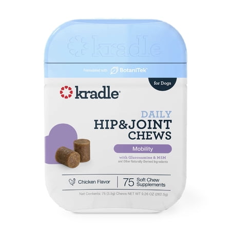 Kradle Calming Hip & Joint Soft Chews, Dog Mobility Support, Beef Liver Flavor, 75 Count