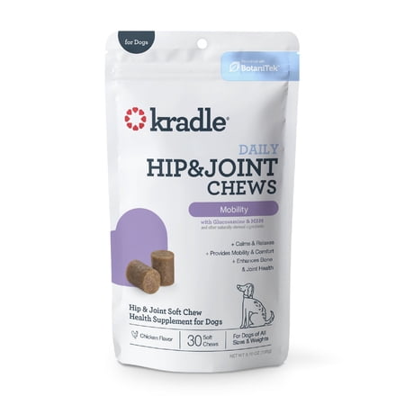 Kradle Calming Hip & Joint Soft Chews, Dog Mobility Support, Chicken Flavor, 30 Count