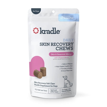 Kradle Calming Skin Recovery Soft Chews Dog Skin & Coat Support, Beef Liver Flavor, 30 Count
