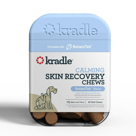 Kradle Calming Skin Recovery Soft Chews Dog Skin & Coat Support, Beef Liver Flavor, 60 Count