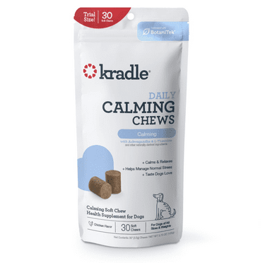 Kradle Calming and Relaxing Daily Soft Chews for Stress & Anxiety in Dogs, Chicken Flavor, 30 Count