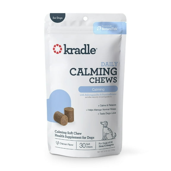 Kradle Calming and Relaxing Daily Soft Chews for Stress & Anxiety in Dogs, Chicken Flavor, 30 Count