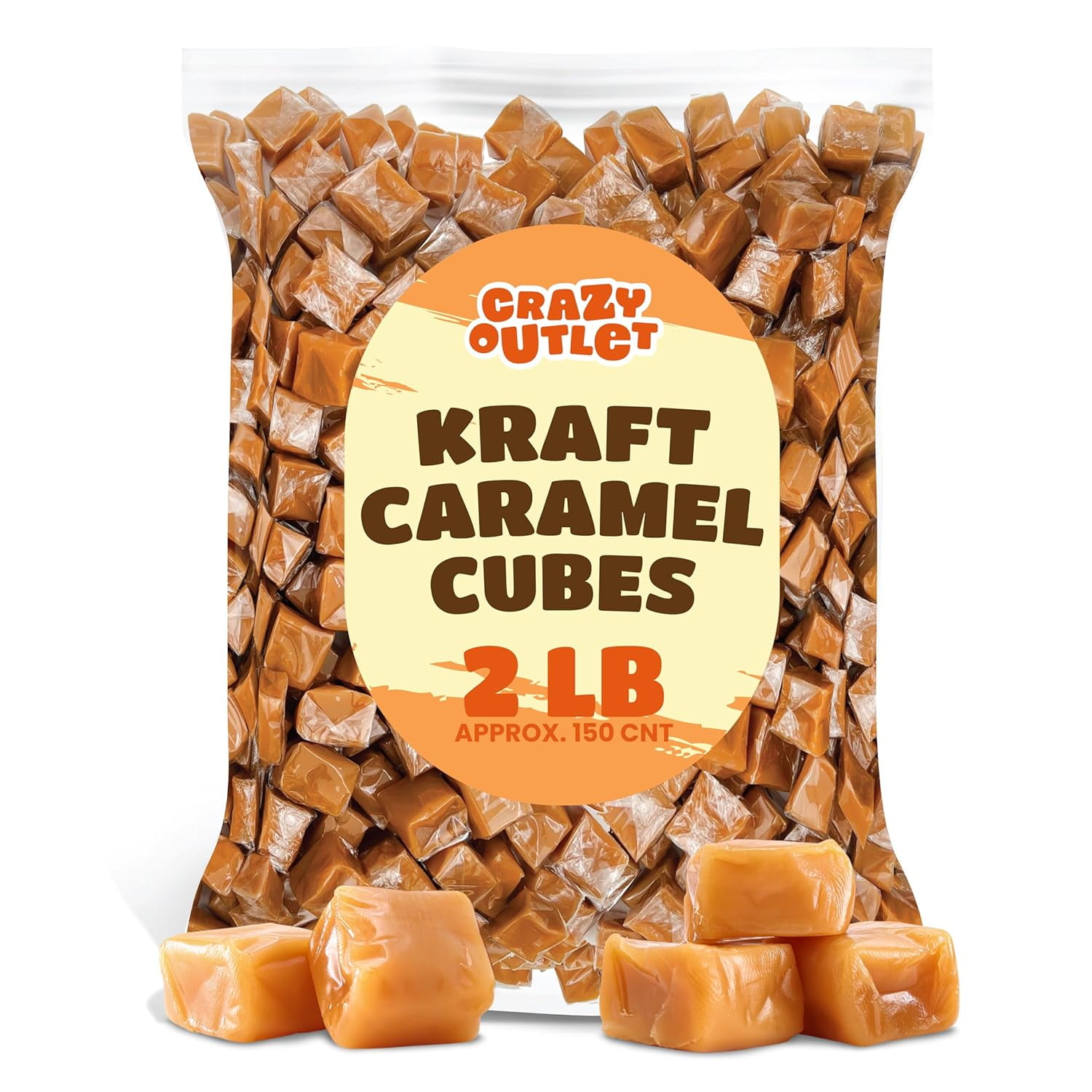 Kraft America's Classic Caramels Candy, Fresh and Chew Bite Size Caramel Cubes, Individually Wrapped Bulk 2 Pounds Bag