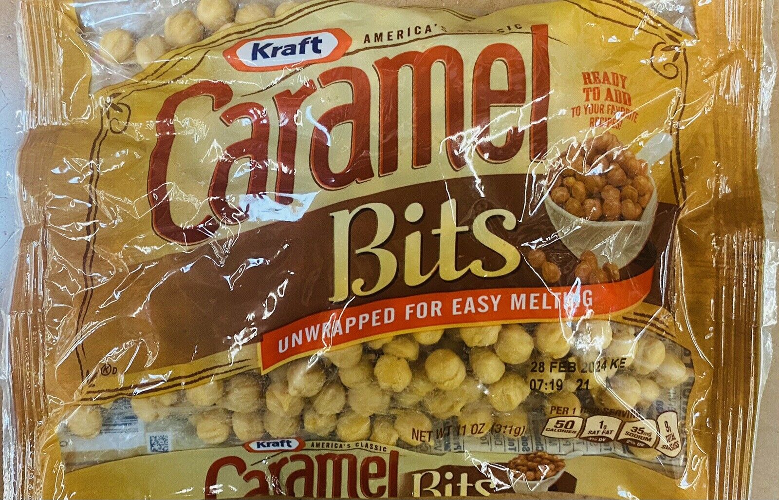Kraft Americas Classic Unwrapped Candy Caramel Bits For Easy Melting 11 Oz Bag