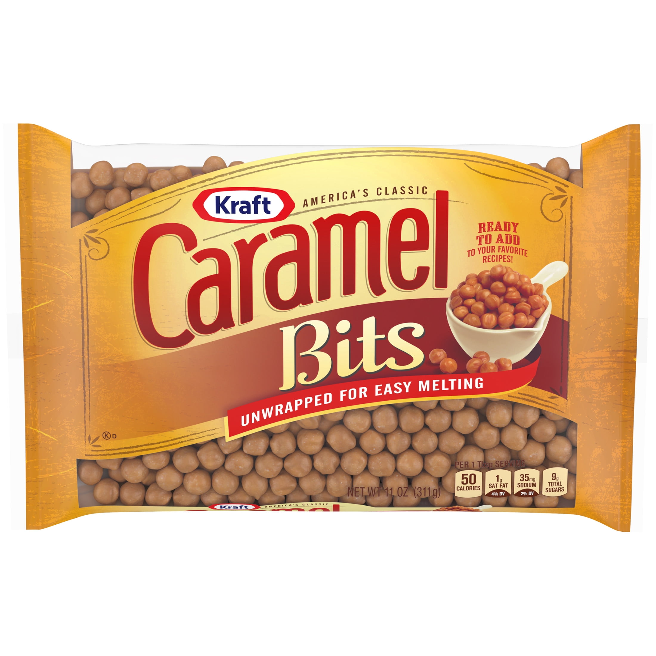 Kraft America's Classic Unwrapped Candy Caramel Bits for Easy Melting, 11 oz Bag