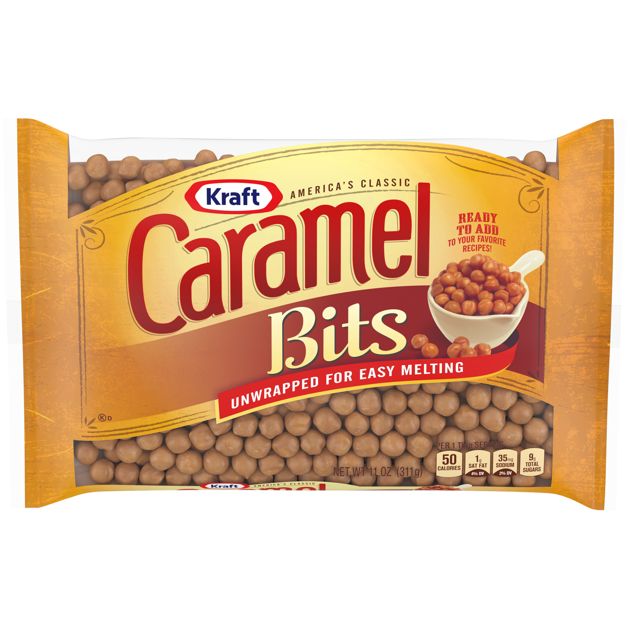 Kraft America's Classic Unwrapped Candy Caramel Bits for Easy Melting, 11 oz Bag - image 1 of 7