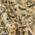 thumbnail image 1 of Kraft Autumn Wrapping Paper Roll, Mini Roll, Vintage Black Skull, Spider, Pumpkin and Gothic Floral Design Kraft Gift Wrap for Fall Holiday and Halloween Party, 17 Inches x 16.4 Feet, 1 of 8