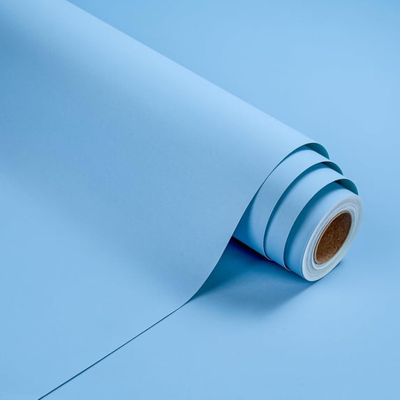 Kraft Baby Blue Wrapping Paper Roll - Mini Roll - 17 Inch x 33 Feet - Solid Color Baby Blue Wrapping Paper Perfect for Baby Shower, Boys Birthday, Wedding