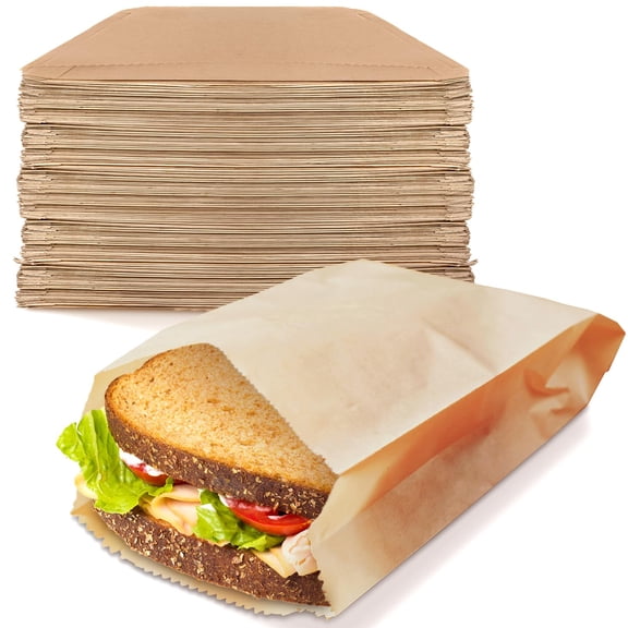 Kraft Brown Sandwich Bags, 800 Pack, Microwavable Unbleached Natural Kraft Paper Bags, Food Grade Grease Resistant Bags for Pastries, Cookies, Snacks, Biodegradable and Compostable, Stock Your Home