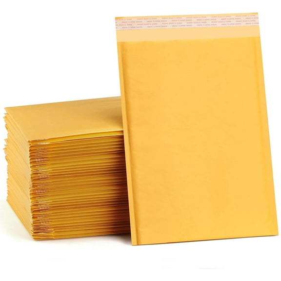 Kraft Bubble Mailers 10.5x16 Inch 25 Pack Usable Size 10.5x15 Yellow Padded Envelopes #5 Large Mailing Packages Self Sealing Tear Resistant Boutique Bulk Mail Shipping Bags for Book and More