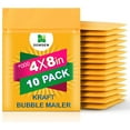 Kraft Bubble Mailers [10 Pack] 4 inch x 8 inch 000 Padded Shipping